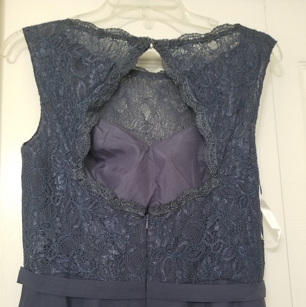 Floor length plum dress